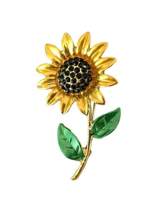 Xmarks Sunflower Rhinestone Sunflower Brooch, Enamel Crystal Plant Brooch  Pin, Charm Sun Flower Coat Brooch for Women 