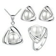 thumbnail image 1 of VEAREAR Women's Party Jewelry Set Faux Pearl Triangle Pendant Necklace Earrings Ring, 1 of 5