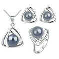 thumbnail image 1 of VEAREAR Women's Party Jewelry Set Faux Pearl Triangle Pendant Necklace Earrings Ring, 1 of 5
