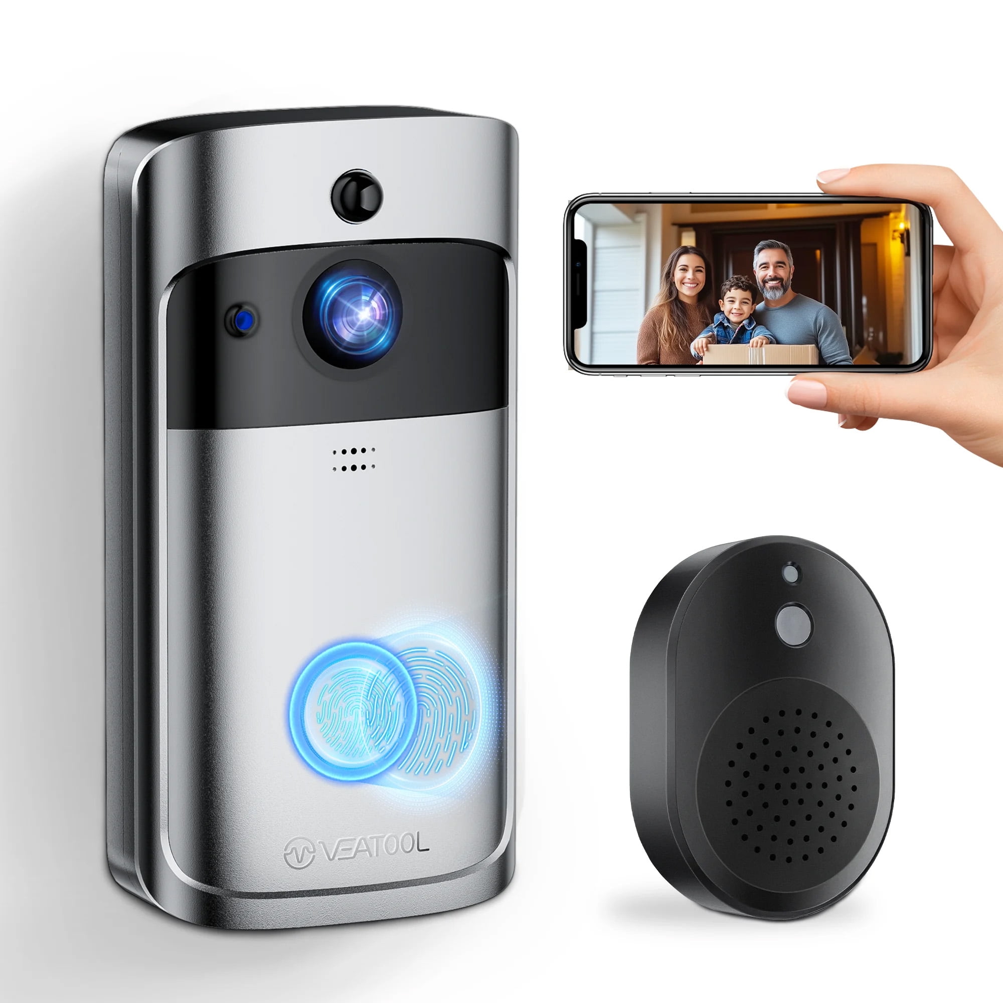 VEAT00L Doorbell Camera Wireless, 1080P Video Doorbell with Chime