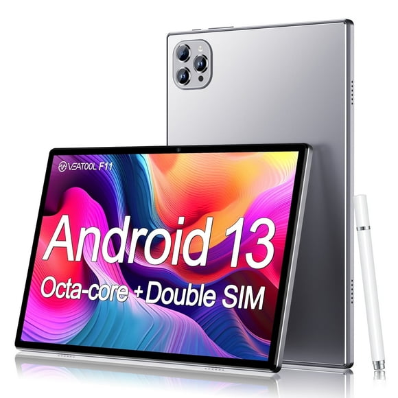 VEAT00L F11 Android 13 Tablet 2026, 6GB(4+2) RAM, 64GB ROM, 128GB Expand, Quad-Core Processor up to 2.0 GHz, Dual Camera, WiFi, BT, 6000mAh with Fast Charge, 1280x800 HD Touch Screen