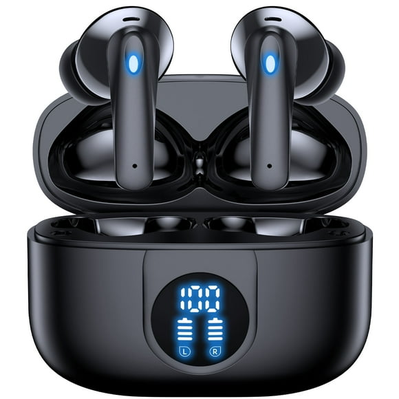 VEAT00L P91 Wireless Earbuds, Bluetooth Headphones V5.4 Stereo Ear buds with Noise Cancelling Mics, 60H Playback Mini Case with Dual LED Display, IP7 Waterproof in-Ear Earphones for Android iOS