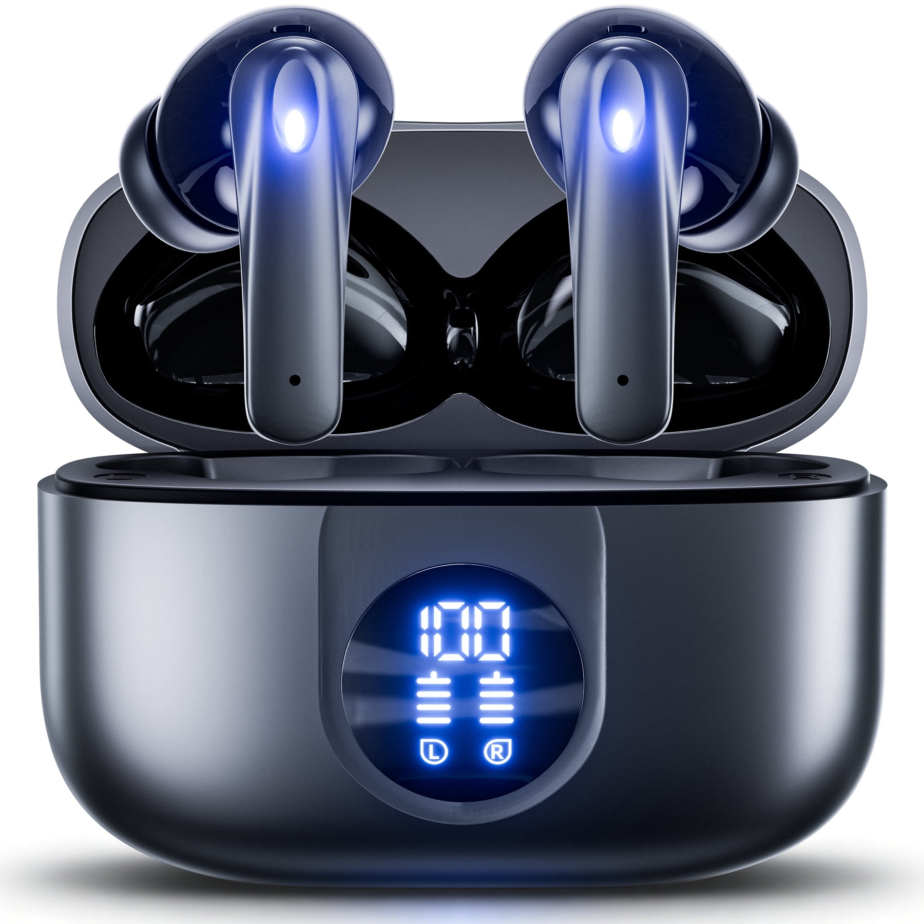 VEAT00L P91 Wireless Earbuds, Bluetooth Headphones V5.4 Stereo Ear buds with Noise Cancelling Mics, 60H Playback Mini Case with Dual LED Display, IP7 Waterproof in-Ear Earphones for Android iOS