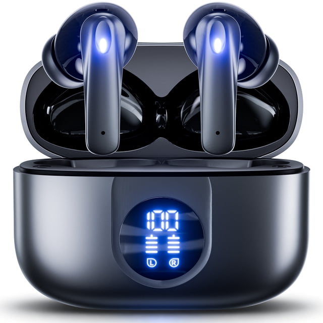VEAT00L P91 Wireless Earbuds, Bluetooth Headphones V5.4 Stereo Ear buds with Noise Cancelling Mics, 60H Playback Mini Case with Dual LED Display, IP7 Waterproof in-Ear Earphones for Android iOS