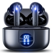 VEAT00L P91 Wireless Earbuds, Bluetooth Headphones V5.4 Stereo Ear buds with Noise Cancelling Mics, 60H Playback Mini Case with Dual LED Display, IP7 Waterproof in-Ear Earphones for Android iOS
