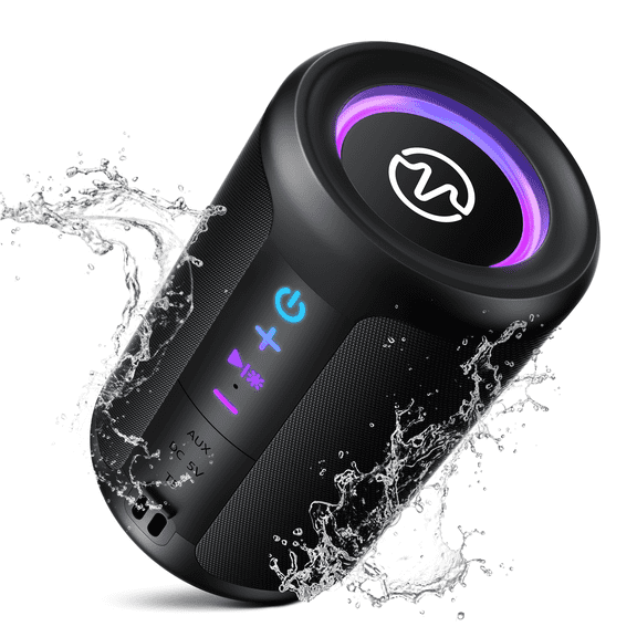 VEAT00L S16 Bluetooth speaker, Wireless Portable Bluetooth Speaker with IPX7 Waterproof, Up to 24H Playtime,20W Powerful Bass,BT 5.4,LED Lights,TWS Pairing for Home/Party/Outdoor/Beach,Birthday Gift