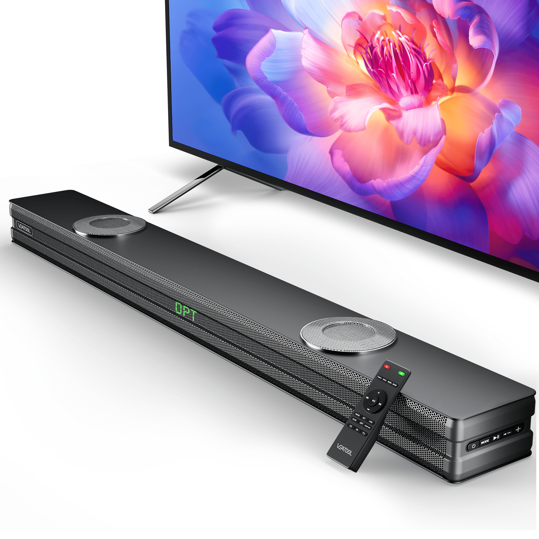 スピーカー・ウーファー ION WIRELES SOUNDBAR TopVision 80W Soundbar with Subwoofer, 2.1Ch, HDMI ARC
