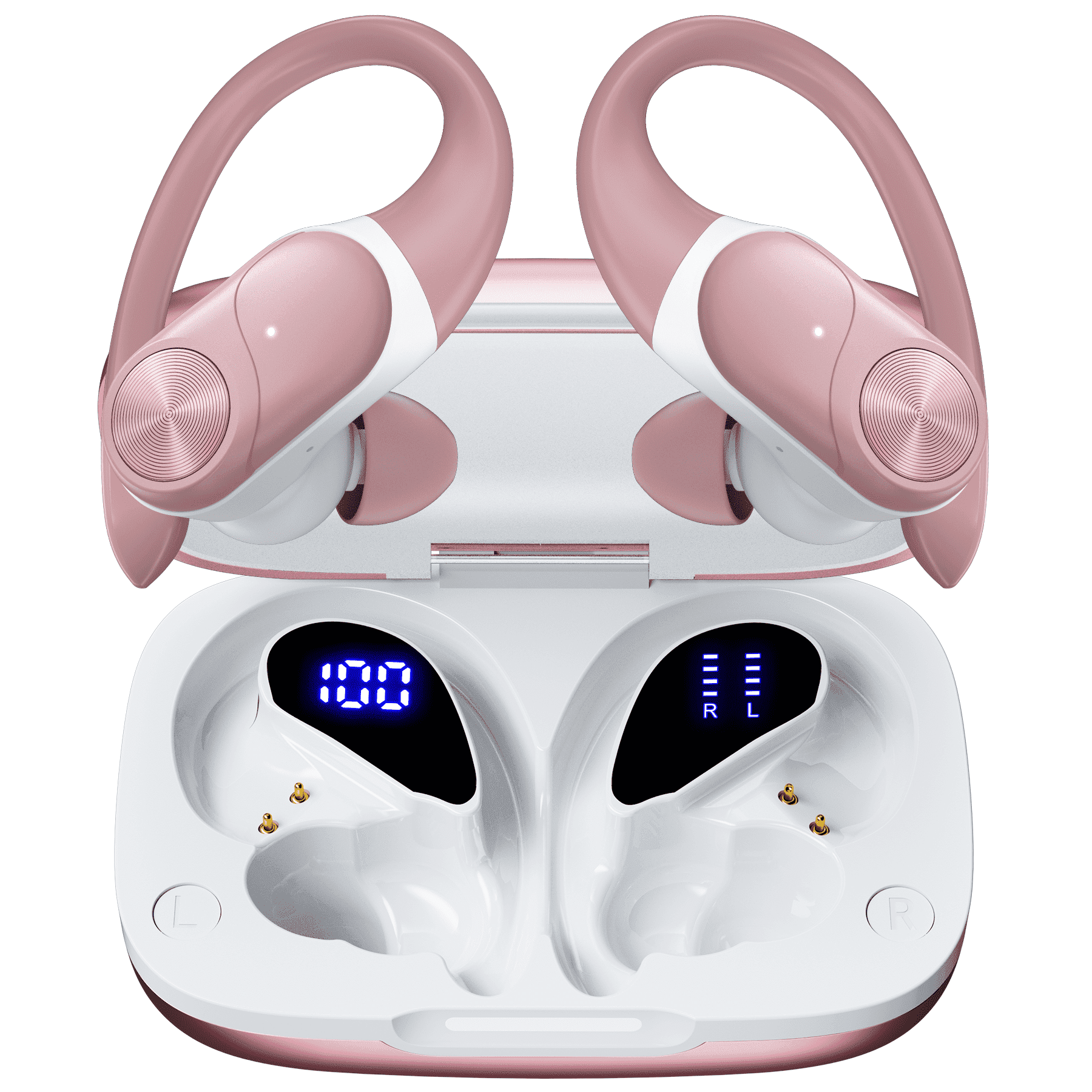 VEAT00L V6 Bluetooth Headphones Wireless Earbuds 88Hrs Playback Sport Ear Buds Earhook Digital Display Charging Case IPX7 Waterproof Earbud Deep Bass