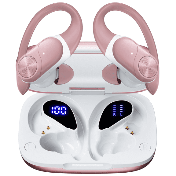 VEAT00L V6 Bluetooth Headphones Wireless Earbuds 88Hrs Playback Sport Ear Buds with Earhook Digital Display Charging Case IPX7 Waterproof Earbud Deep Bass Running Earphones for iOS Android Cellphone