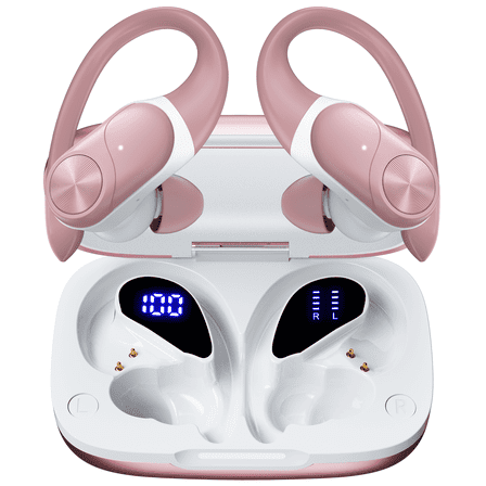 VEAT00L V6 Bluetooth Headphones Wireless Earbuds 88Hrs Playback Sport Ear Buds with Earhook Digital Display Charging Case IPX7 Waterproof Earbud Deep Bass Running Earphones for iOS Android Cellphone