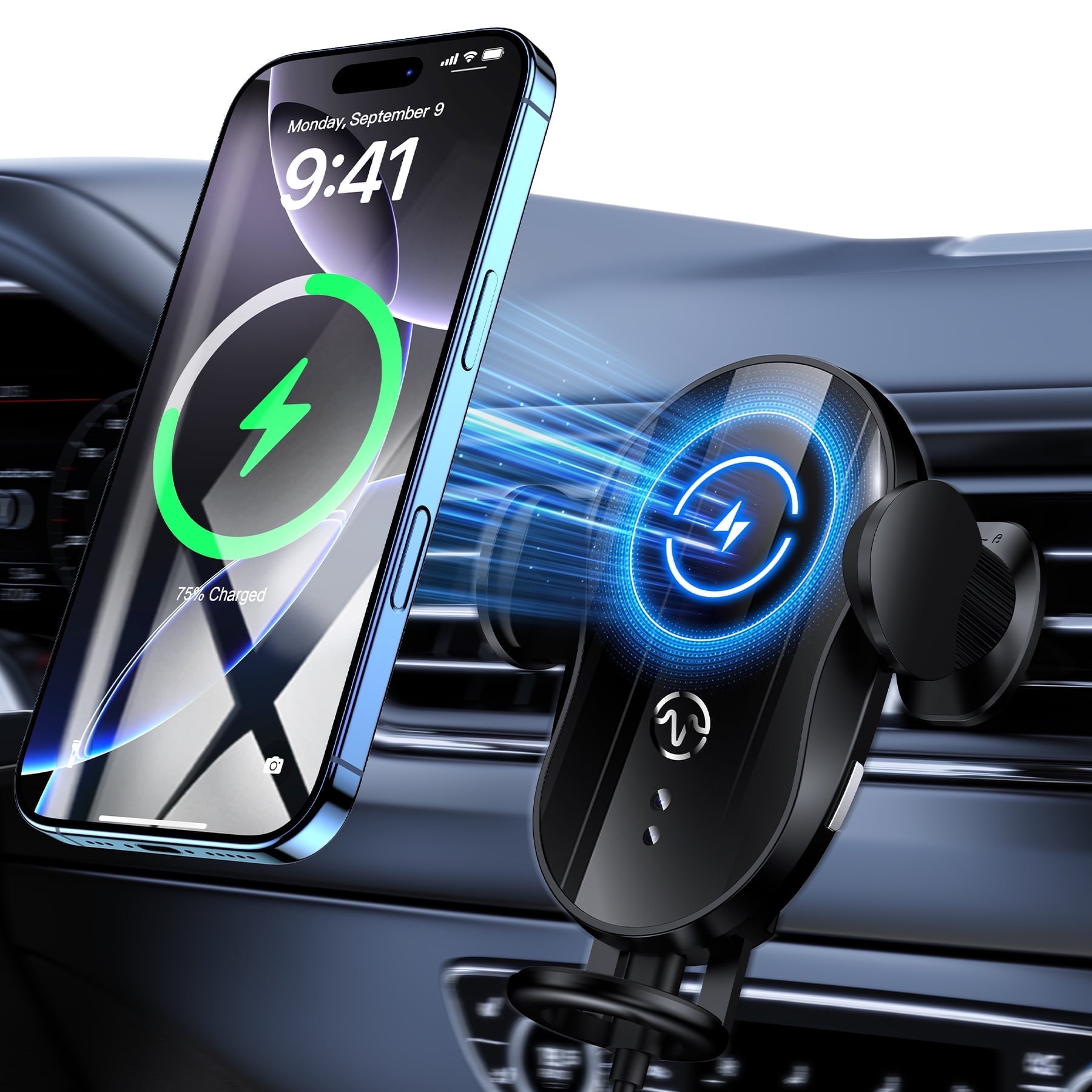 Magnetic Car Mount Charger 15W Fast Wireless - Air Vent Dashboard Phone Holder For IPhone