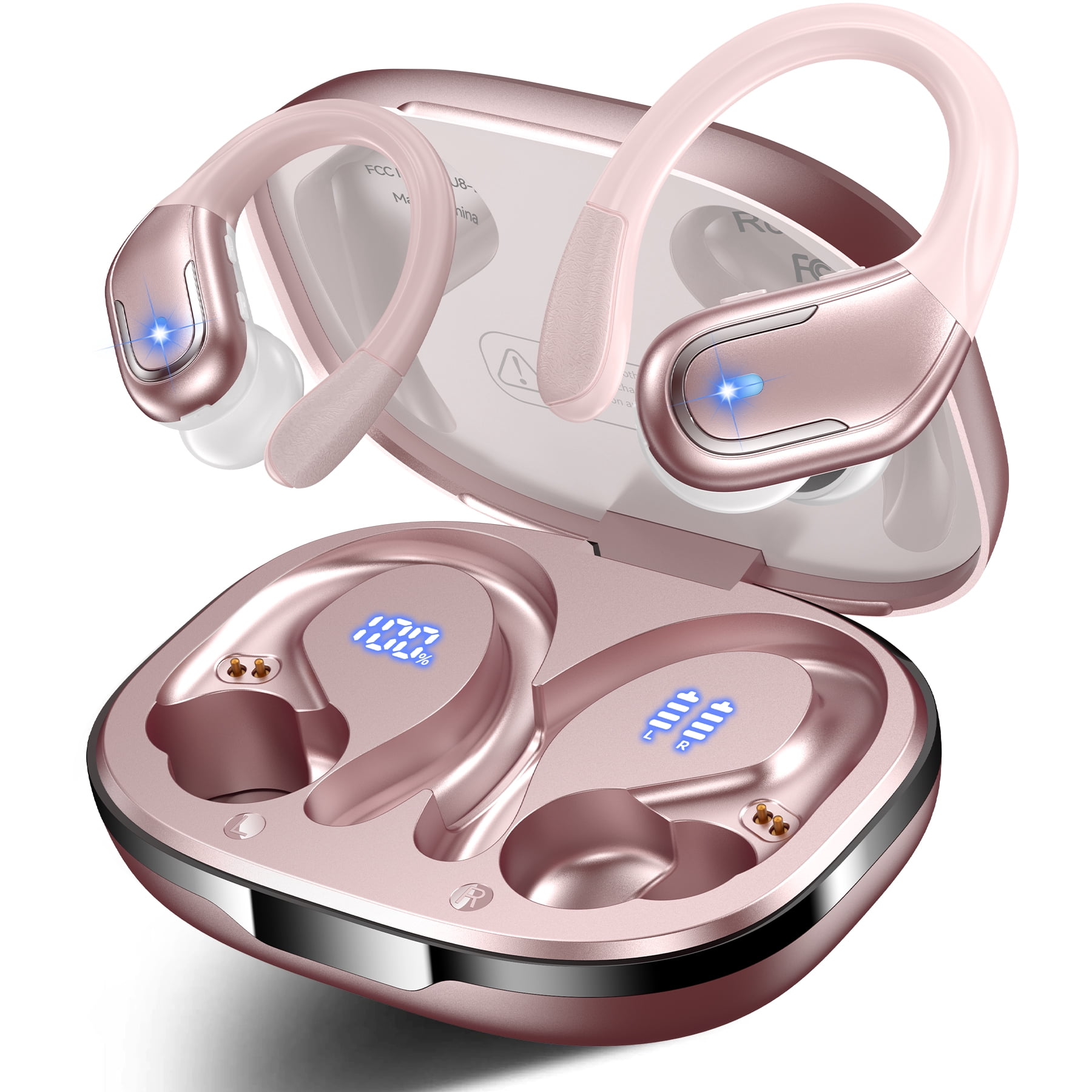 VEAT00L Wireless Earbud, 80Hrs Bluetooth 5.3 Headphones IP7 Waterproof for Sport, Running Wireless Earphones with ENC Noise Cancelling Mics, Deep Bass Over Ear bud with Earhooks for Android, iOS