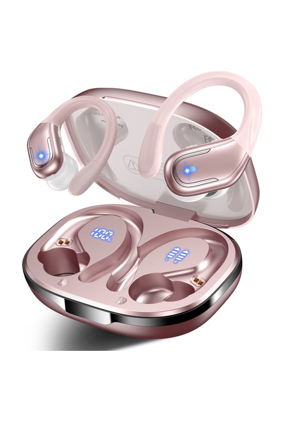 Wireless Earbud, 80Hrs Bluetooth 5.3 Headphones IP7 Waterproof for Sport, Running Wireless Earphones with ENC Noise Cancelling Mics, Deep Bass Over Ear bud with Earhooks for Android, iOS