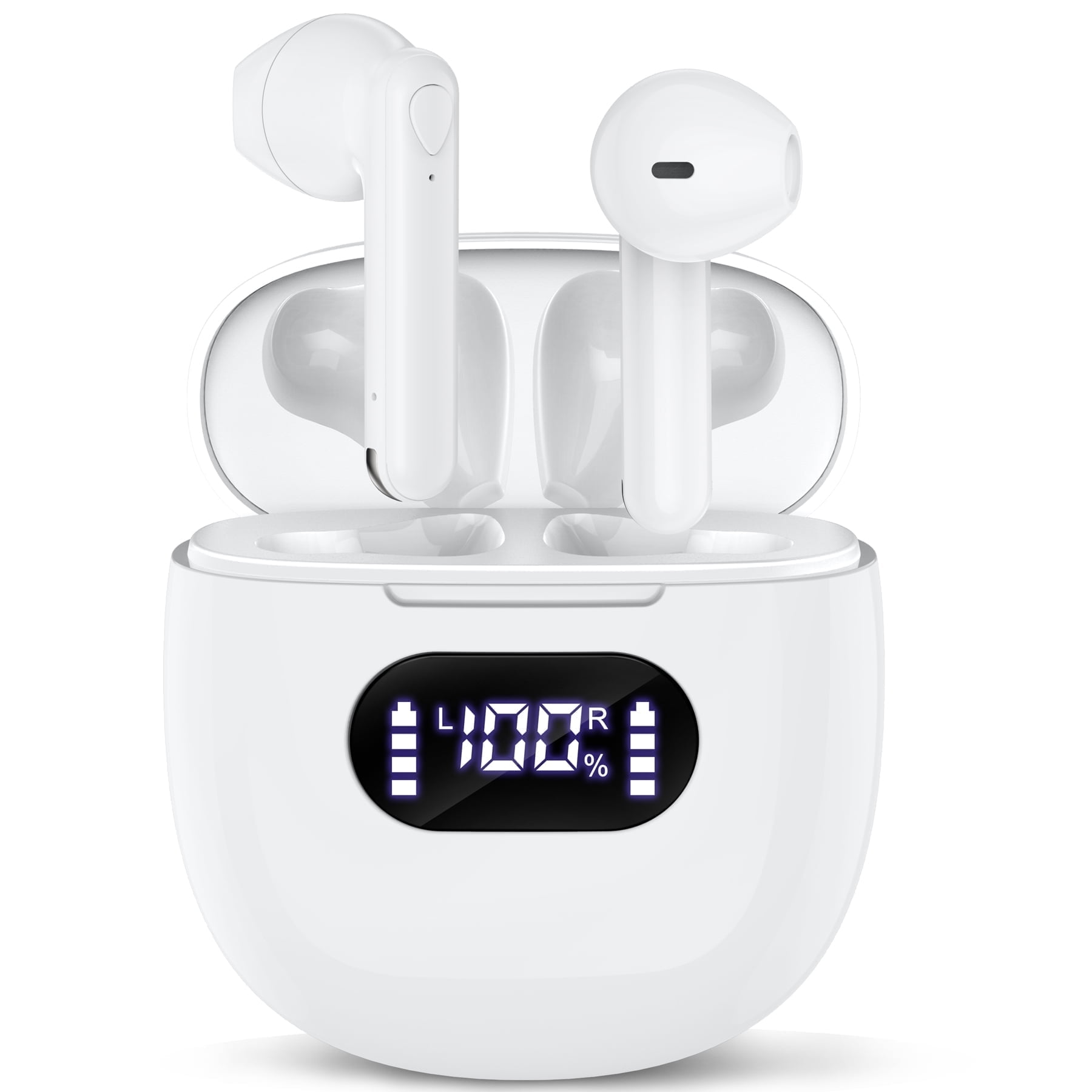 VEAT00L Wireless Earbud, Bluetooth 5.3 Headphones with Sport Earhooks Wireless Earphones in-Ear with HiFi Stereo Sound, 48H Playtime Dual LED Display, Deep Bass Stereo Noise Cancelling Headphones