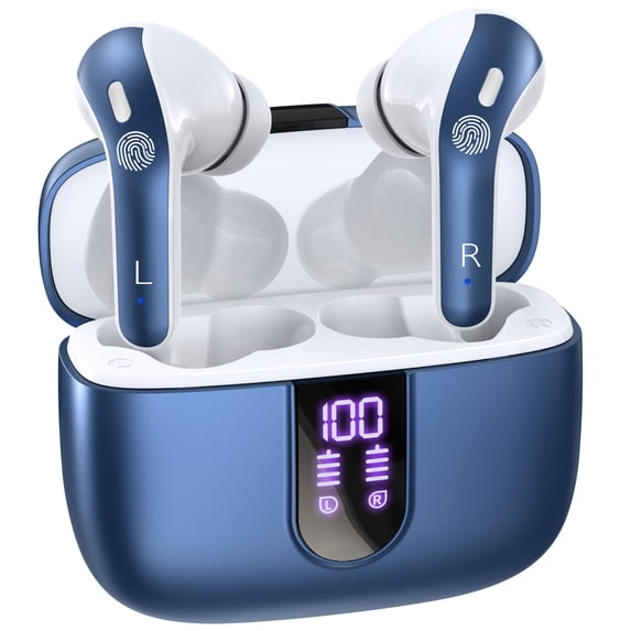 VEATOOL Bluetooth Headphones True Wireless Earbuds 65H Playback Power Display Earphones with Wireless Charging Case IPX7 Waterproof in-Ear Earbuds with Mic for TV Smart Phone Computer Laptop