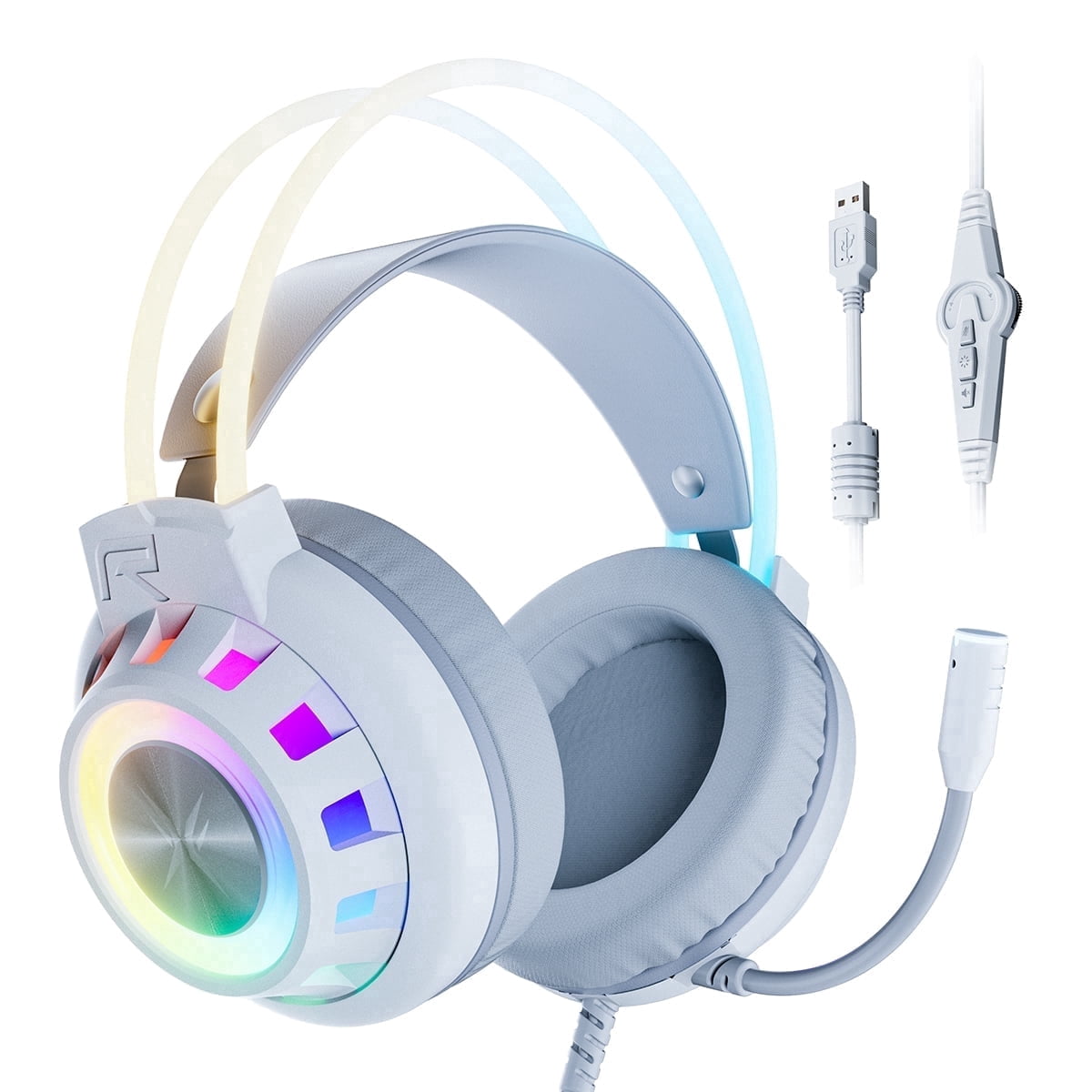 VEATOOL G3 USB Gaming Headset for PC, Computer Headphones with Microphone/Mic Noise Cancelling, 7.1 Surround Sound, RGB Light - Wired Headphones for PS4, PS5 Console, Laptop
