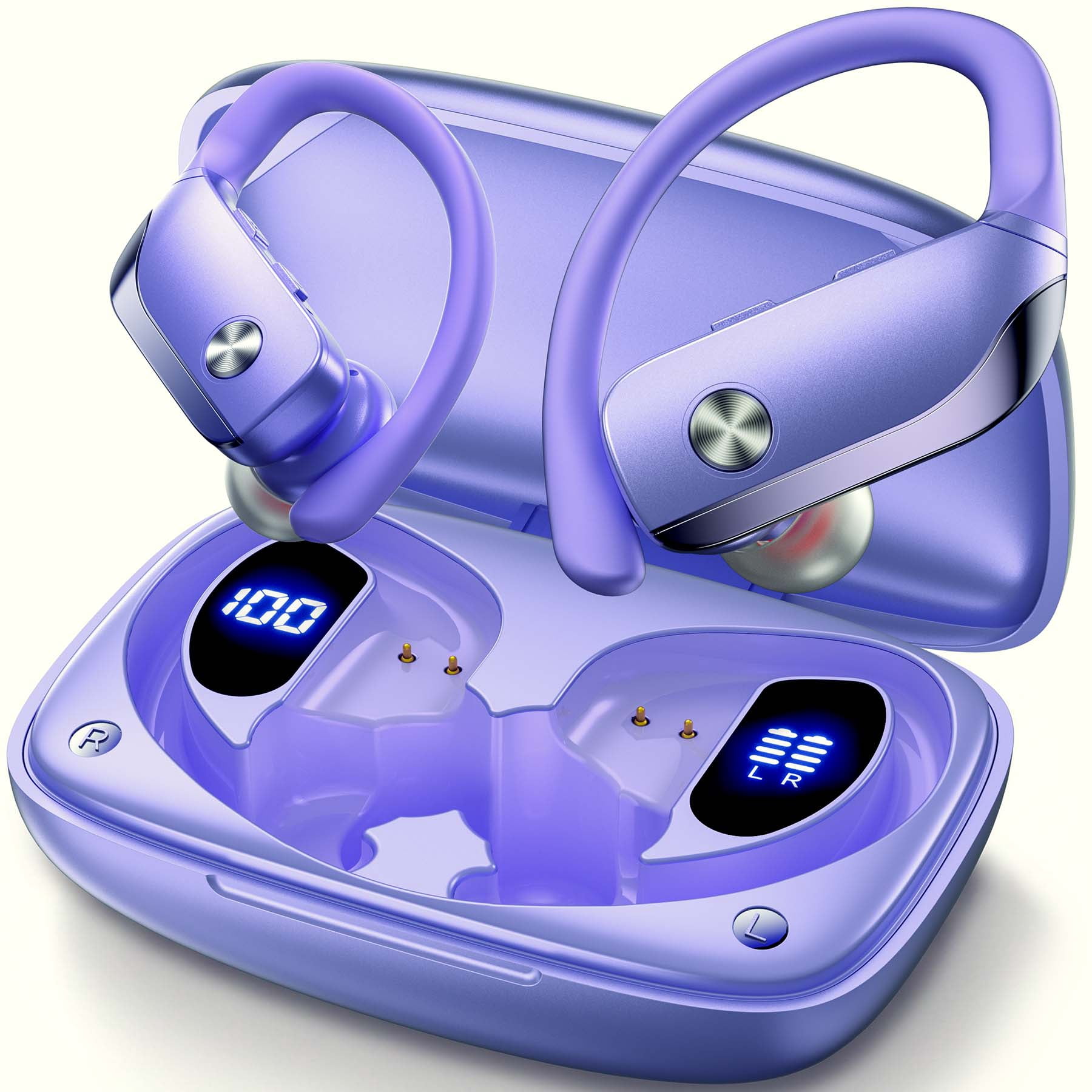 VEATOOL Wireless Earbuds Bluetooth 6.0 Sport 200Hrs Earhook 6 ENC Mic IP68 Waterproof Workout Running