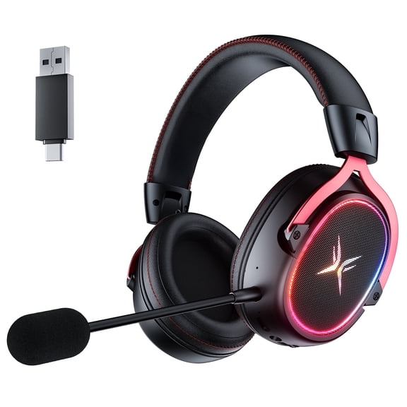 VEATOOL Wireless Gaming Headset for PS4 PS5 PC,2.4 Ghz USB & Type-C Headphones with Noise Cancelling Mic,20H &7.1 Surround Sound,Bluetooth 5.3 Headphones for Computer, Laptop,Mac,Switch,Soft Earmuffs