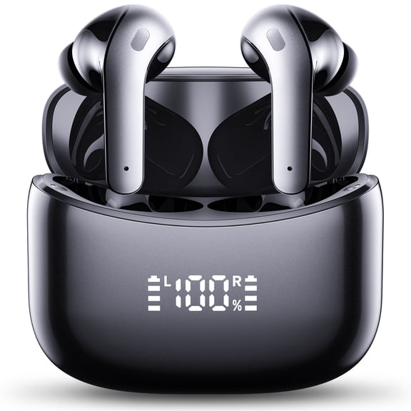 VEATOOL X15 Wireless Earbuds Bluetooth 5.3 Headphones,72H Hi-Fi Stereo Deep Bass Earphones with Noise Cancelling Mic IP7 Waterproof Sport Headset with LED Power Display for Laptop Pad Phones Black