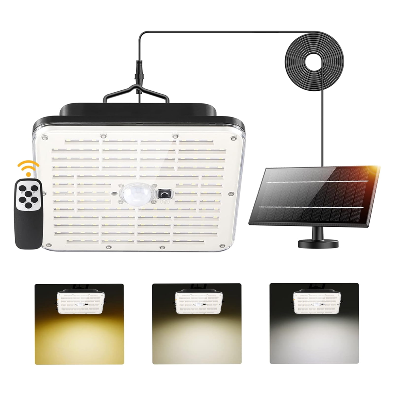 VEAVON Area and Barn LED Dusk to Dawn Outdoor Security Light, 5,000 LM Solar Power Light Indoor Outdoor, 180 Wide Angle Solar Pendant Light for Barn Patio Chicken Coop Gazebo Garage