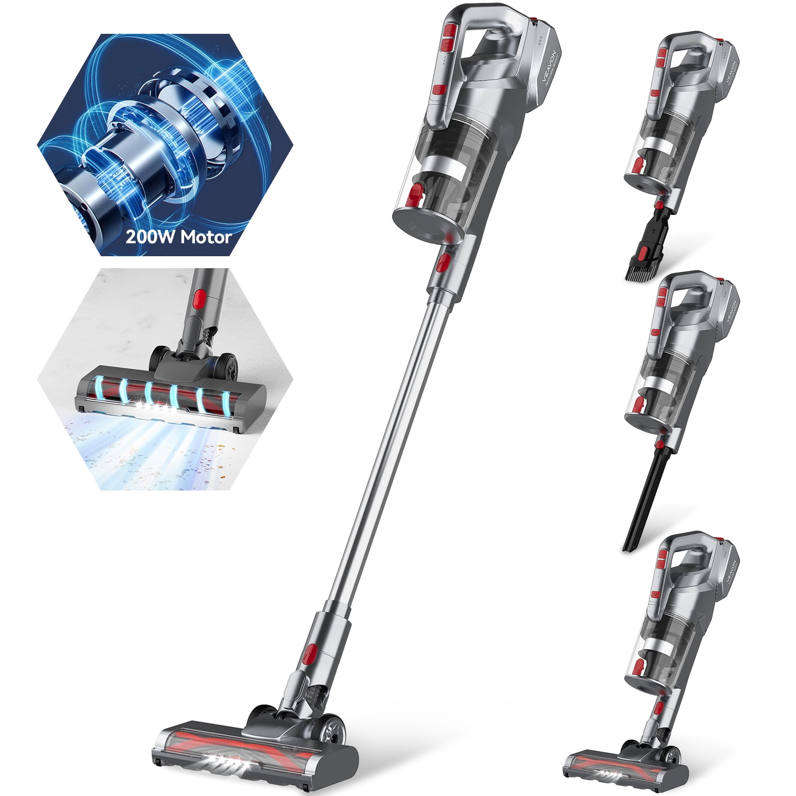 VEAVON Cordless Vacuum Cleaner for Hardwood, 4 in 1 Stick Vacuum