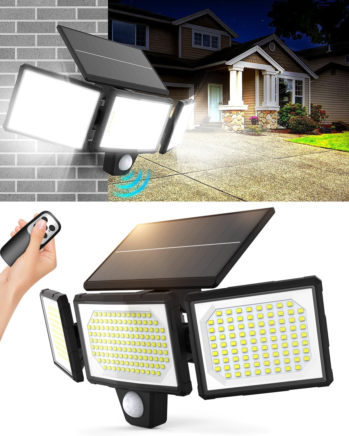VEAVON Solar Lights Outdoor, 270° Wide Angle Flood Lights Brightest