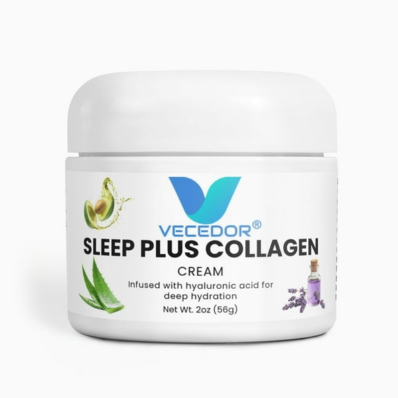 VECEDOR Sleep Plus Collagen Cream Night Moisturizer with Collagen & Hyaluronic Acid for Hydration, Firming & Anti-Aging, 2oz