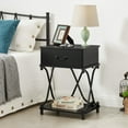 thumbnail image 1 of VECELO 1-Drawer Nightstand with Storage Shelf, Modern X Design End Side Table, Black, 1 of 8