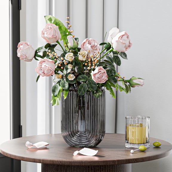 VECELO 10.8"High Clear Glass Decorative Flower Vase For Home Party, Wedding. Transparent