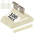 thumbnail image 1 of VECELO 100 Pack Velvet Non-Slip Heavy Duty Adult Hangers with 360° Swivel Hook, Ultra-Thin Space Saving Clothes Organizer for Coats Shirts Dresses Closet Storage-Beige, 1 of 11