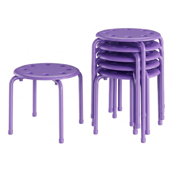 VECELO 11.8" H 6-Piece Stacking Stools for Classroom, Decoration Flexible Seating for Home, Classroom, Purple