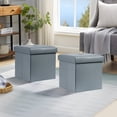 thumbnail image 1 of VECELO 12" Folding Storage Ottoman Bench, Set of 2, Faux Leather Footrest Couch for Living Room Bedroom Hallway, Gray, 1 of 8