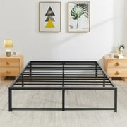 VECELO 14.2 Inch Full Size Metal Platform Bed Frame, Heavy Duty Steel Slats, No Box Spring Needed, Easy Assembly, Black