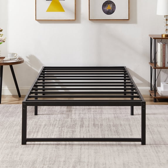 VECELO 14.2 Inch Twin Metal Platform Bed Frame, Strong Metal Slats Support/Mattress Foundation, Black