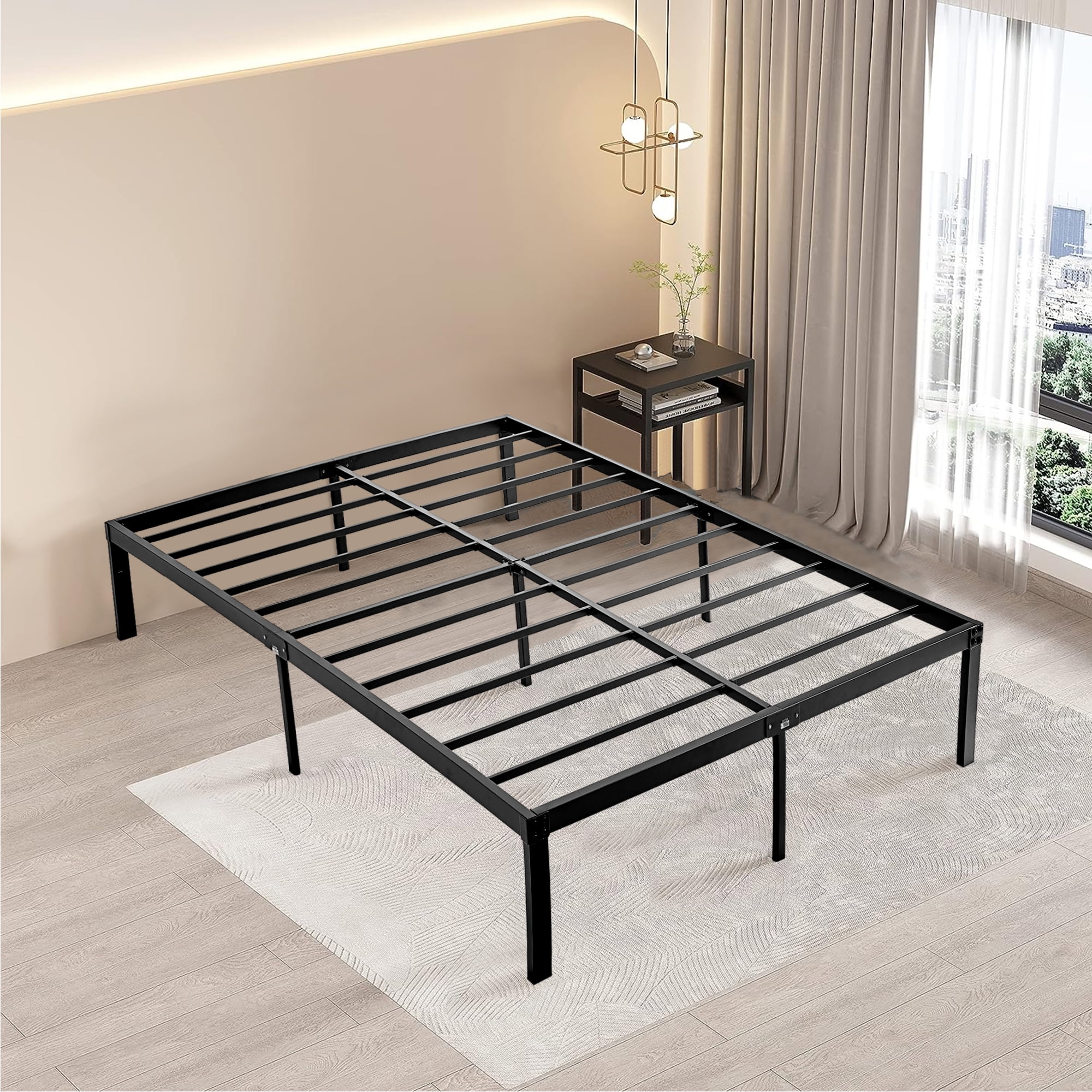 Best price mattress 18 inch metal platform bed frame heavy duty steel slats deals