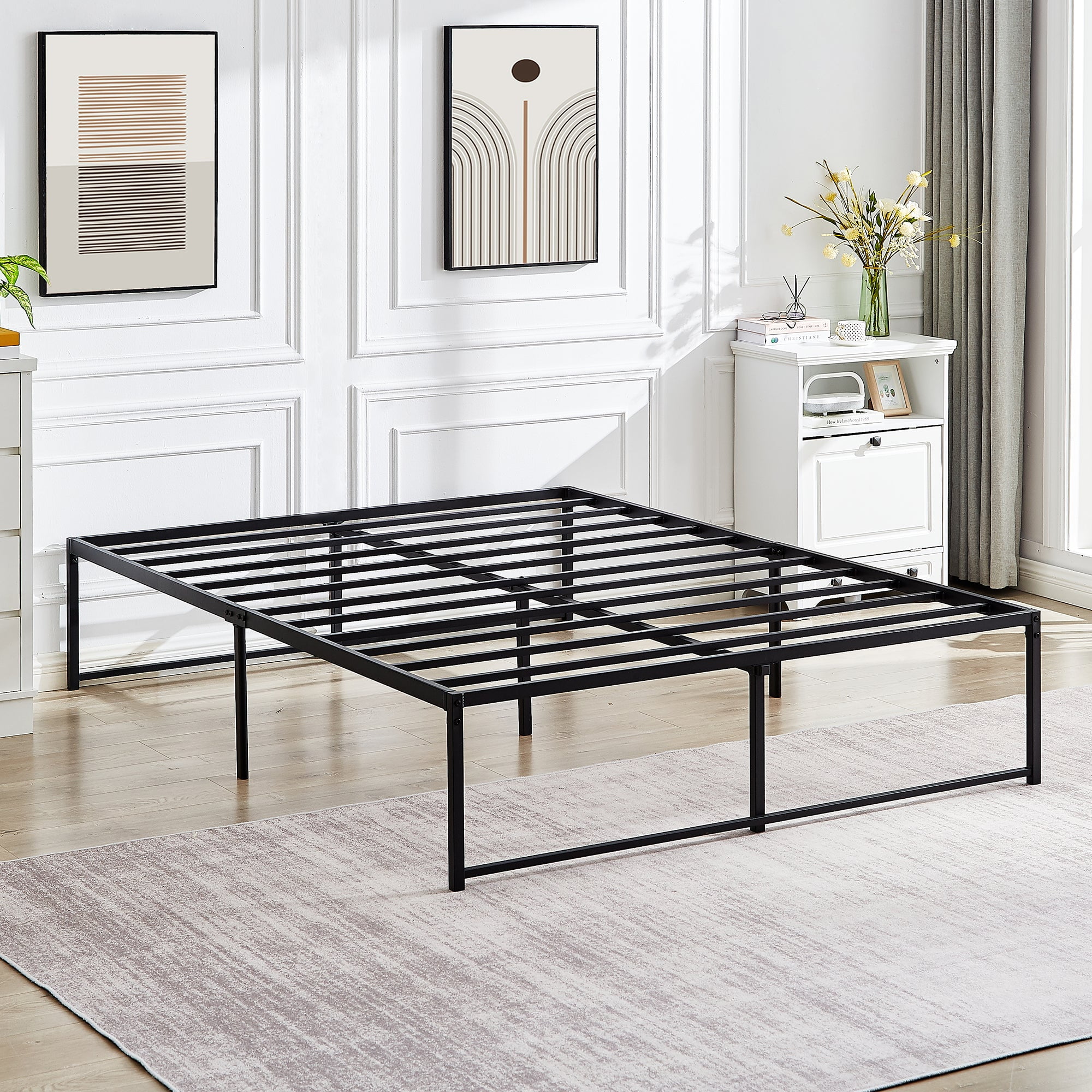 VECELO Full Size 16 Inch Metal Platform Bed Frame With Easy Assembly ...