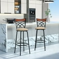 thumbnail image 1 of VECELO 2-Piece Bar Stools, Adjustable-Height Kitchen Counter Barstool with Double X Back and Upholstered Seat, Set of 2, Brown, 1 of 9