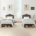 thumbnail image 1 of VECELO 2-Piece Twin Platform Bed Frame with Adjustable Headboard, No Box Spring Needed, Gray, 1 of 9