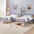 thumbnail image 1 of VECELO 2-Piece Twin Size Metal Bed Frame with Headboard and Footboard, No Box Spring Needed, Blue (Set of 2), 1 of 8