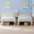 thumbnail image 1 of VECELO Set of 2 Twin Size Metal Bed Frame with Headboard and Footboard, White, 1 of 8