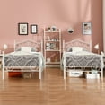 thumbnail image 1 of VECELO 2-Piece Twin Size Metal Platform Bed Frame Mattress Foundation with Arched Design Headboard and Footboard, No Box Spring Needed, Easy Assembly, White, 1 of 6