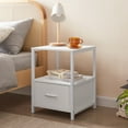 thumbnail image 1 of VECELO 2 Tiers Nightstand with Drawer, Square End Side Table for Hallway, Bedroom, Living Room, Small Space, Night Stand with Open Shelf, Pure White, 1 of 9