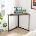 thumbnail image 1 of VECELO 23.4" Small Corner Table, Space Saving Triangle Vanity Desk, Computer Desk with Sturdy Steel Frame, Brown, 1 of 9