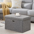 thumbnail image 1 of VECELO 24" Collapsible Srorage Ottoman, Linen Big Storage Bench Footrest Stool, Folding Use for Bedroom Living Room, Grey, 1 of 12