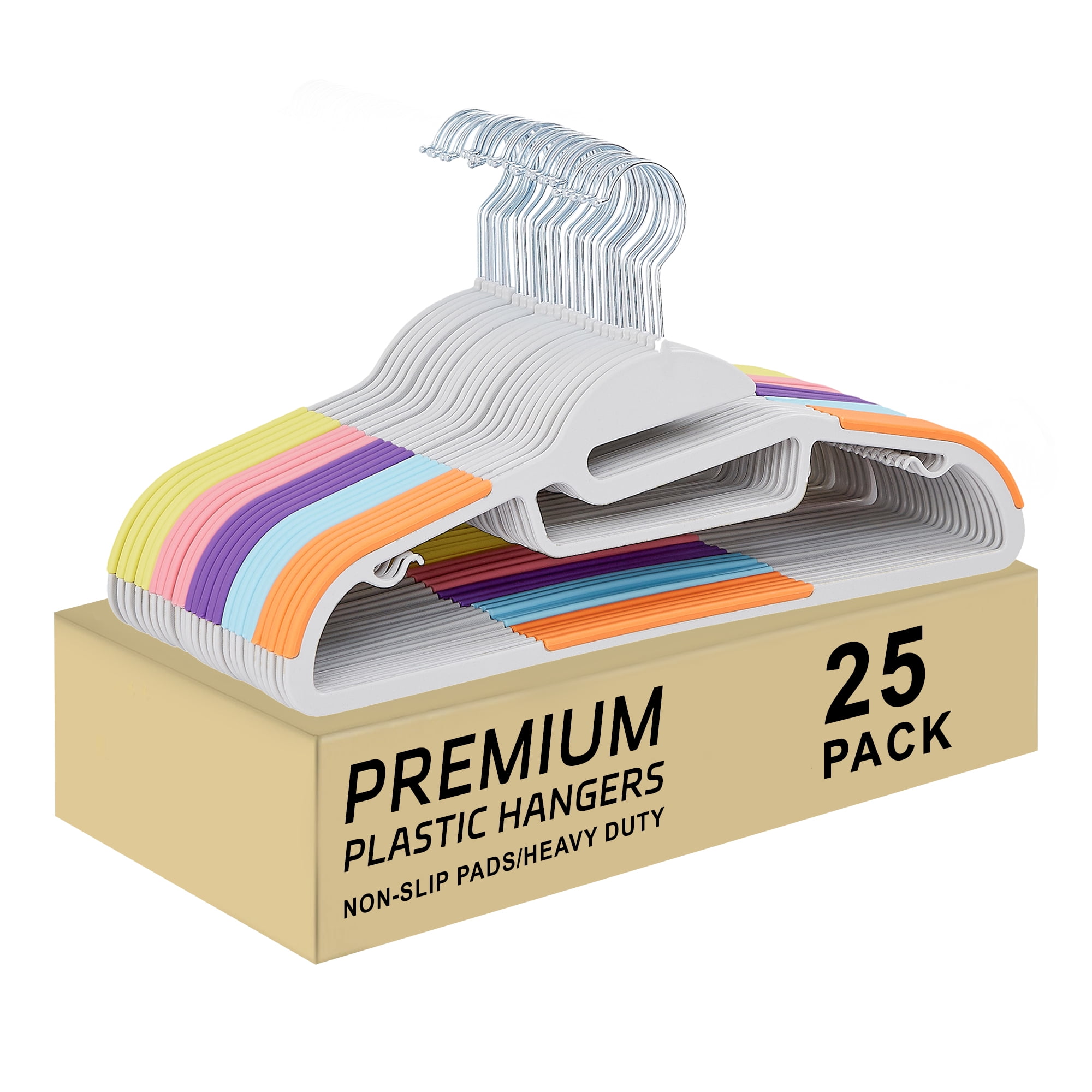 VECELO 25 Pack Heavy Duty Plastic Hangers, 360º Swivel Hook Coat