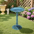 thumbnail image 1 of VECELO 28" Height Pedestal Birdbath Outdoor Garden Decor, Vintage Yard Art Bird Baths, Blue, 1 of 11