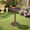 thumbnail image 1 of VECELO 28" Height Pedestal Birdbath Outdoor Garden Decor, Vintage Yard Art Bird Baths, Brown, 1 of 11