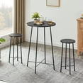 thumbnail image 1 of VECELO 3-Piece Bar Table Set with 2 Stools, Space Saving Round Pub Table Set for Breakfast Nook, Bistro, Dining Room, Kitchen, Black, 1 of 9