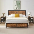 thumbnail image 1 of VECELO 3-Piece Bedroom Set, Full Platform Bed Frame with Wood Headboard, Nightstand Set of 2 with 1-Drawer and Open Storage Space, Brown, 1 of 7