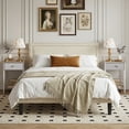 thumbnail image 1 of VECELO 3-Piece Bedroom Set Include Beige Full Size Bed & 2 Oak Nightstand( 1-Drawer), 1 of 11